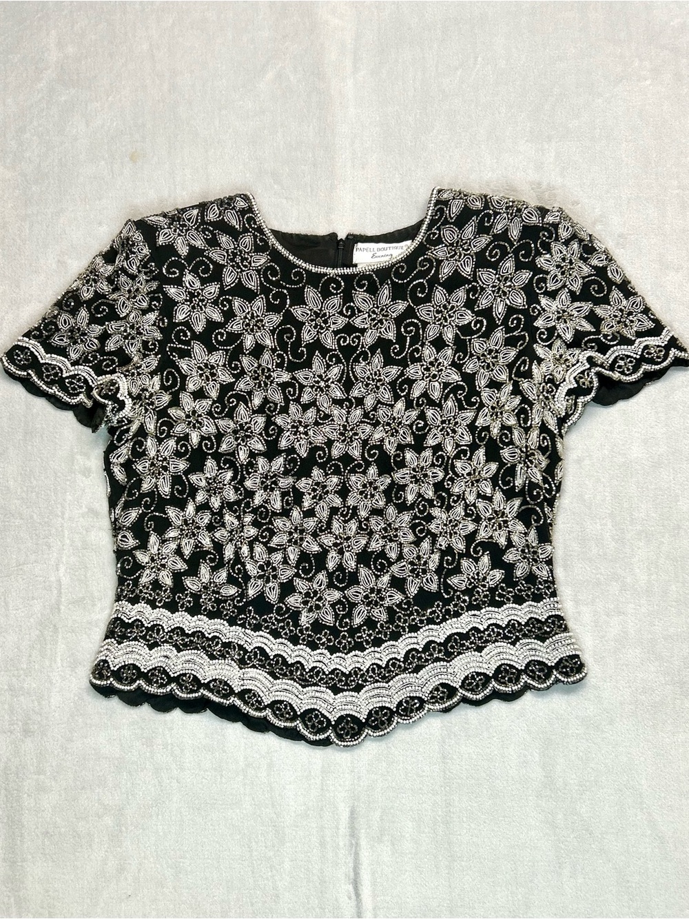 ✨ Oh wow — this one is fancy! ✨ Vtg Beaded Silk Cocktail Top!